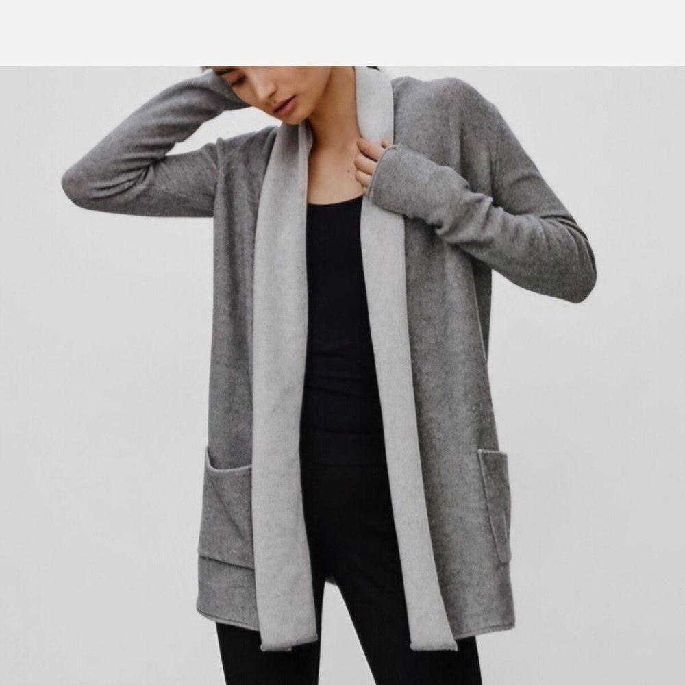 Babaton by Aritzia Gray two toned Open-Front Women's Sweater